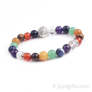 Nouveaux produits 2016 Semi pierre précieuse Lion Head précieuses Chakra Bracelet